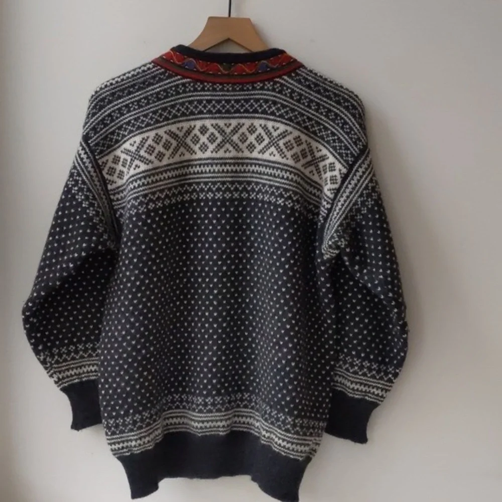 Dale Of Norway Clasp Wool Cardigan Sweater Nordic Print Unisex Medium - Picture 3 of 7